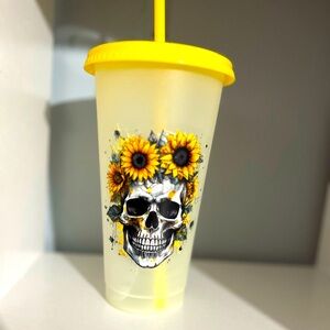 24 oz NEW Handmade Yellow Skull Cup